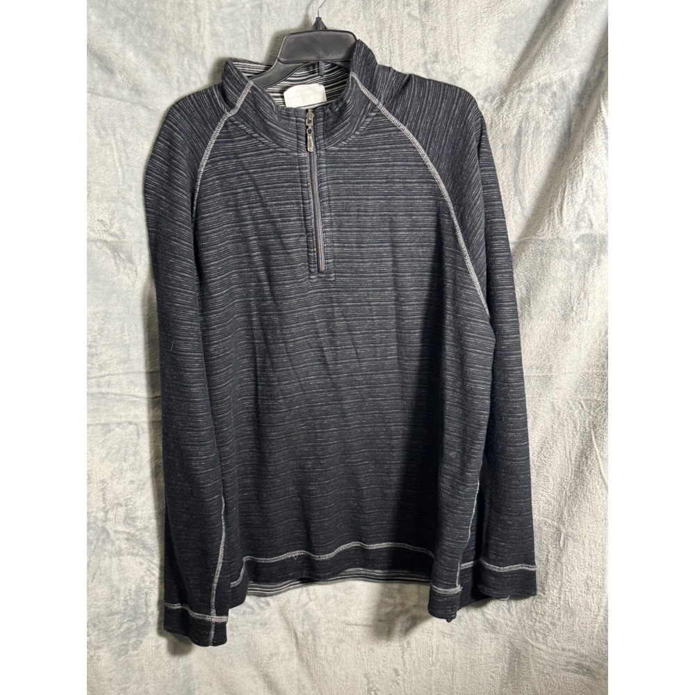 Tommy Bahama Mens Reversible Quarter‎ Zip Pullover Shirt
Gray Stripes Size XL